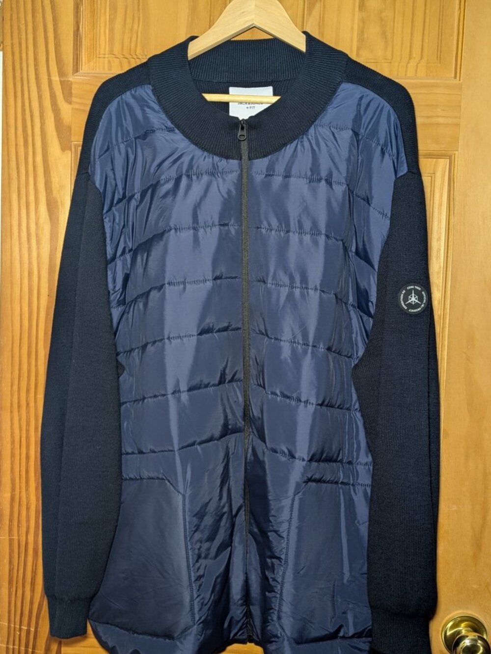 Jack & Jones Sweater/Coat Knit Cardigan 3XL Navy Quilted Zip Jacket JCOTECH